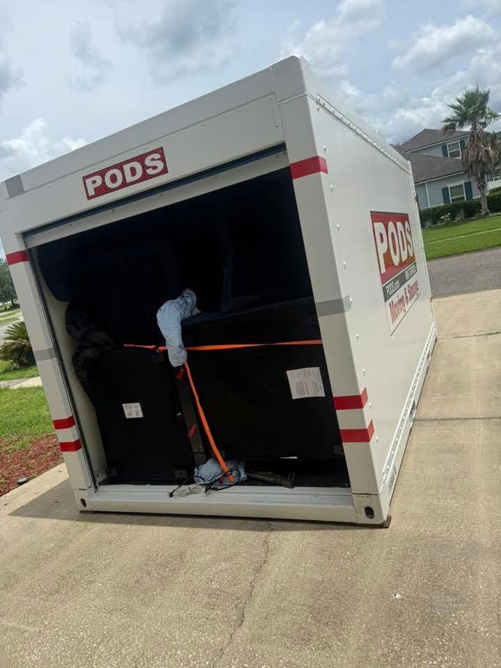 PODS container loaded and secured at a Florida home